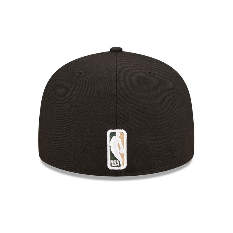 Black New Era Milwaukee Bucks Roller Fitted Cap 59fifty | JEQA59374