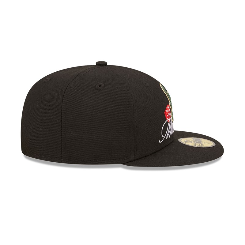 Black New Era Milwaukee Bucks Roller Fitted Cap 59fifty | JEQA59374