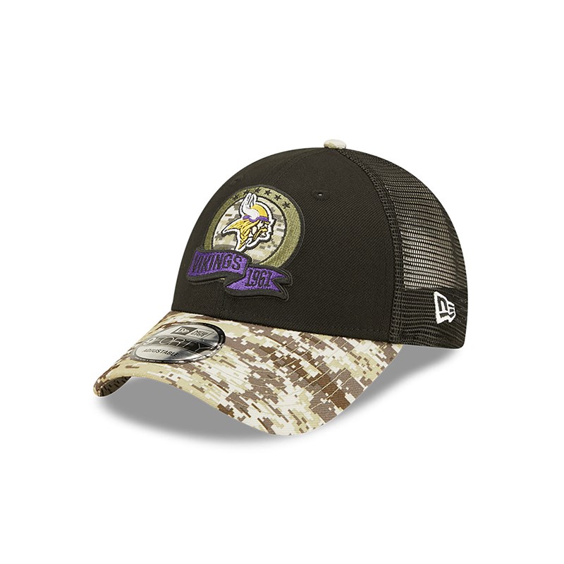 Black New Era Minnesota Vikings NFL Salute To Service Cap Trucker | ZFBA32951