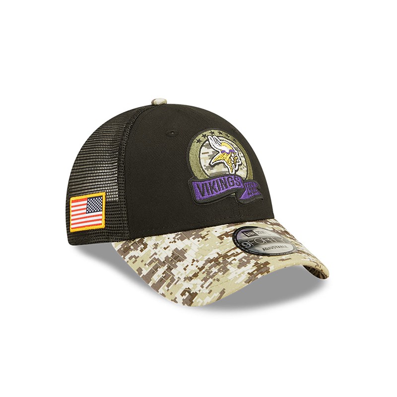 Black New Era Minnesota Vikings NFL Salute To Service Cap Trucker | ZFBA32951