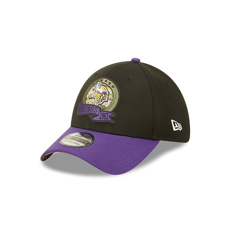 Black New Era Minnestota Vikings NFL Salute To Service Stretch Fit Cap 39thirty | BLDW27465