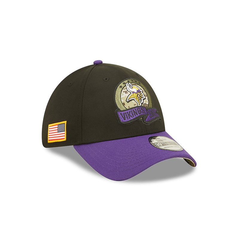 Black New Era Minnestota Vikings NFL Salute To Service Stretch Fit Cap 39thirty | BLDW27465