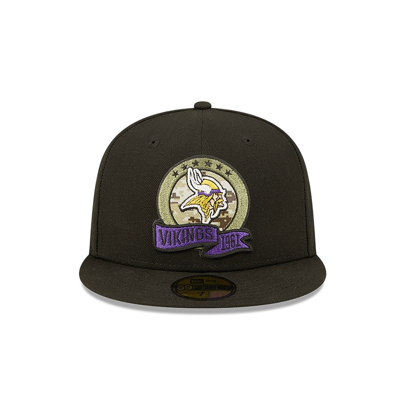 Black New Era Minnestota Vikings NFL Salute To Service Fitted Cap 59fifty | WABF30956