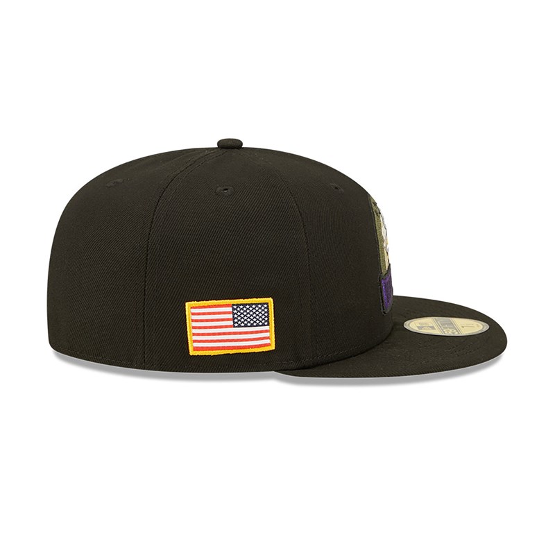 Black New Era Minnestota Vikings NFL Salute To Service Fitted Cap 59fifty | WABF30956