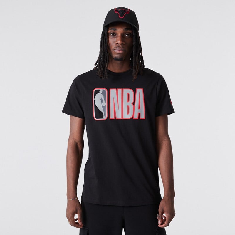 Black New Era NBA Logo Outline T-Shirt | XHGW95624