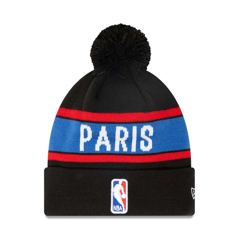 Black New Era NBA Paris Games Beanie Hat Knit | ETUL81364