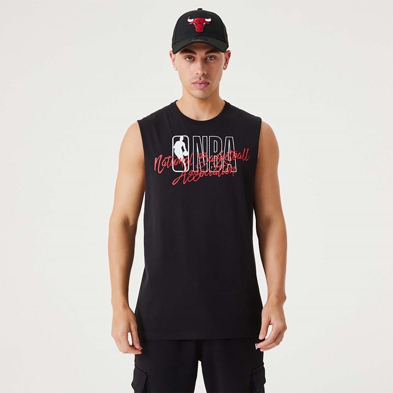 Black New Era NBA Script Essential Tank Top T-Shirt | TMCI93204