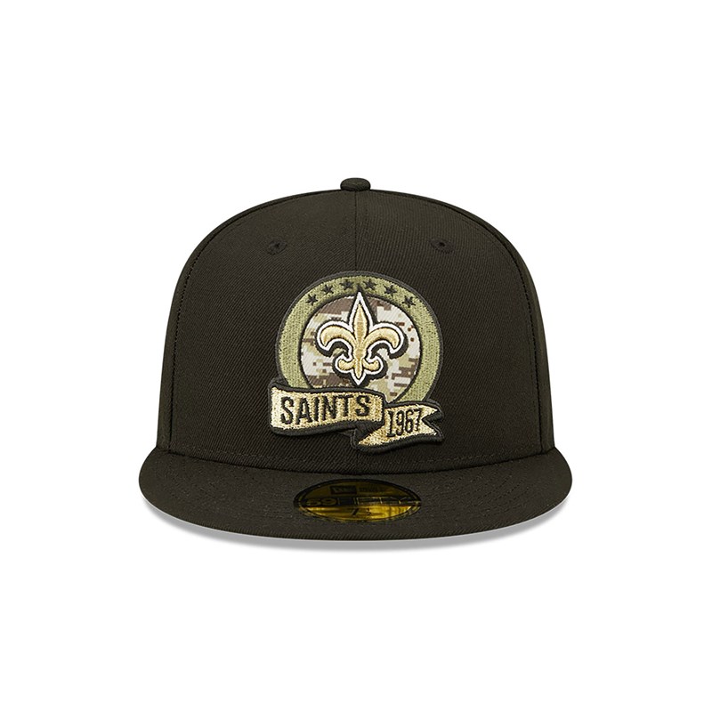 Black New Era New Orleans Saints NFL Salute To Service Fitted Cap 59fifty | DGHT13025