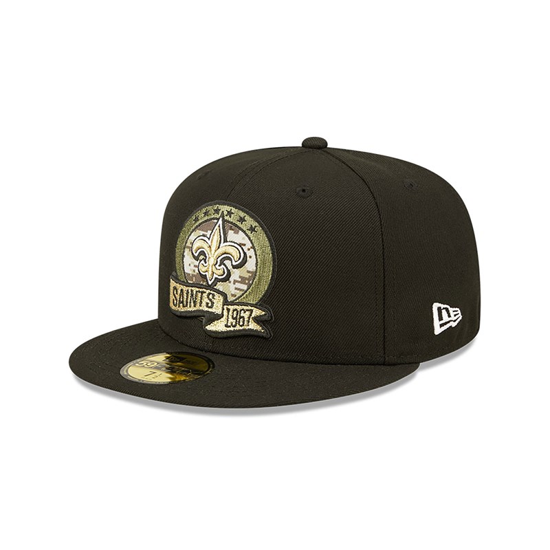 Black New Era New Orleans Saints NFL Salute To Service Fitted Cap 59fifty | DGHT13025