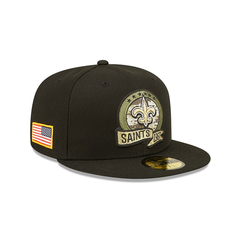 Black New Era New Orleans Saints NFL Salute To Service Fitted Cap 59fifty | DGHT13025