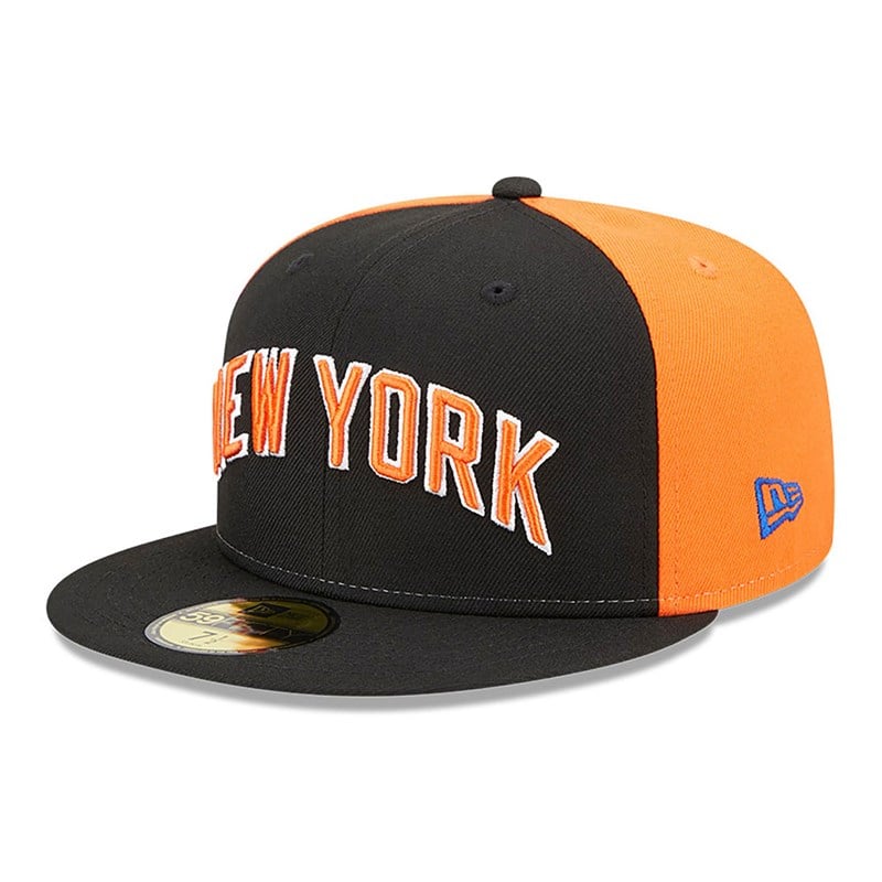 Black New Era New York Knicks Authentics City Edition Fitted Cap 59fifty | YLPR82364