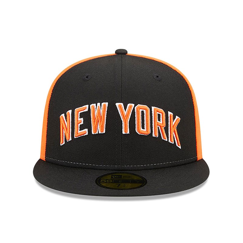 Black New Era New York Knicks Authentics City Edition Fitted Cap 59fifty | YLPR82364