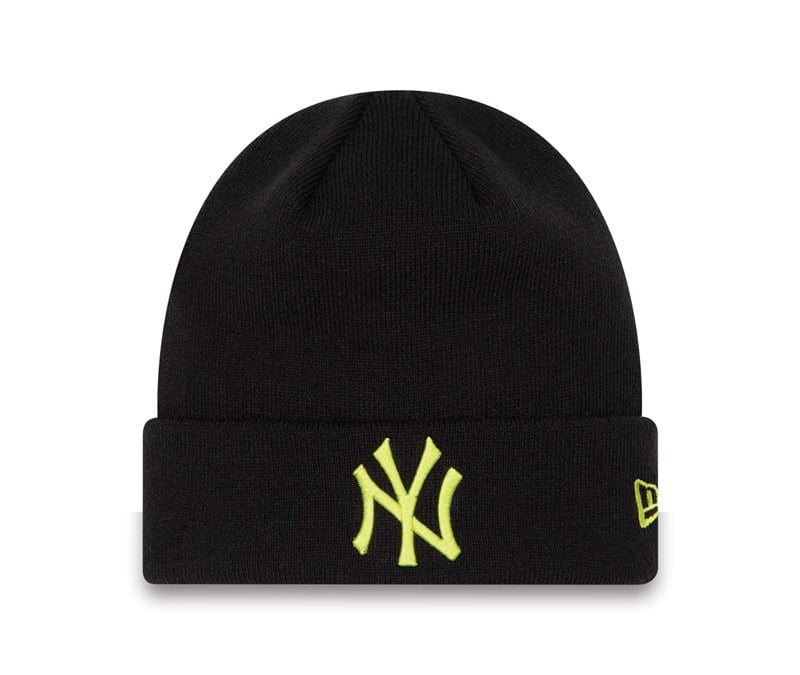 Black New Era New York Yankees League Essentials Cuff Beanie Hat Knit | BMFX24683