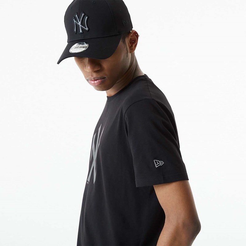 Black New Era New York Yankees Reflective Print T-Shirt | DHUG67831