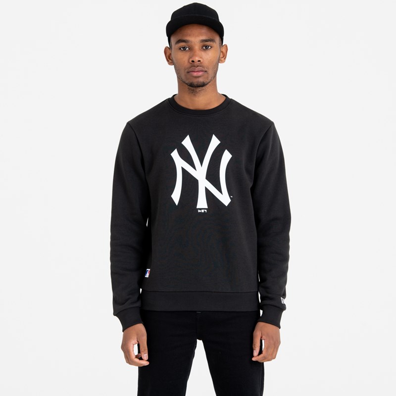 Black New Era New York Yankees Team Logo Crew Neck Sweatshirt | MCPZ62518