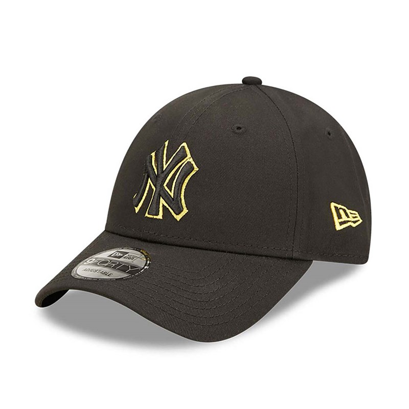 Black New Era New York Yankees Team Outline Adjustable Cap 9forty | KJFP56402