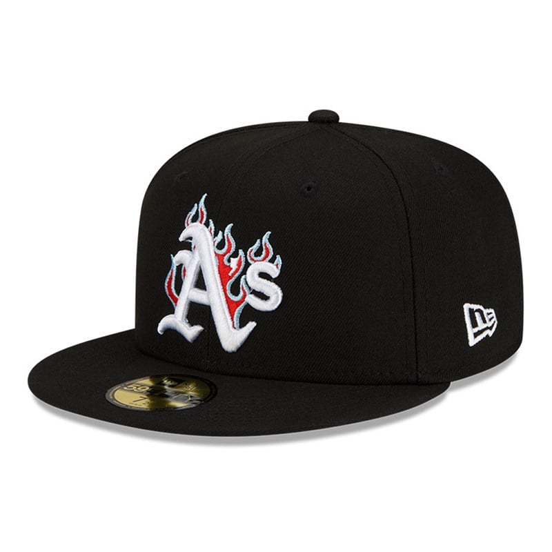 Black New Era Oakland Athletics MLB Team Fire Cap 59fifty | UDEC98214