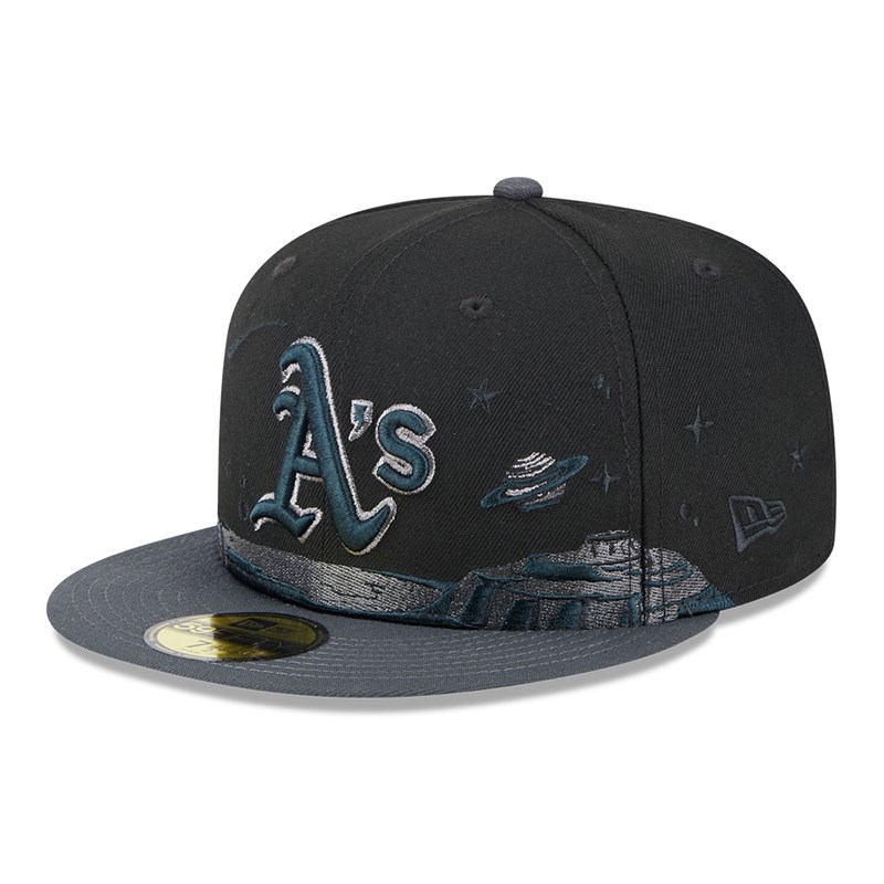 Black New Era Oakland Athletics Planetary Fitted Cap 59fifty | BZDV67390