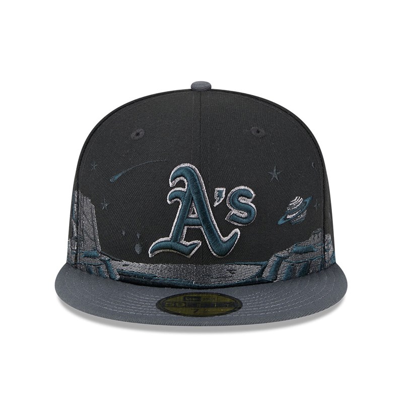 Black New Era Oakland Athletics Planetary Fitted Cap 59fifty | BZDV67390