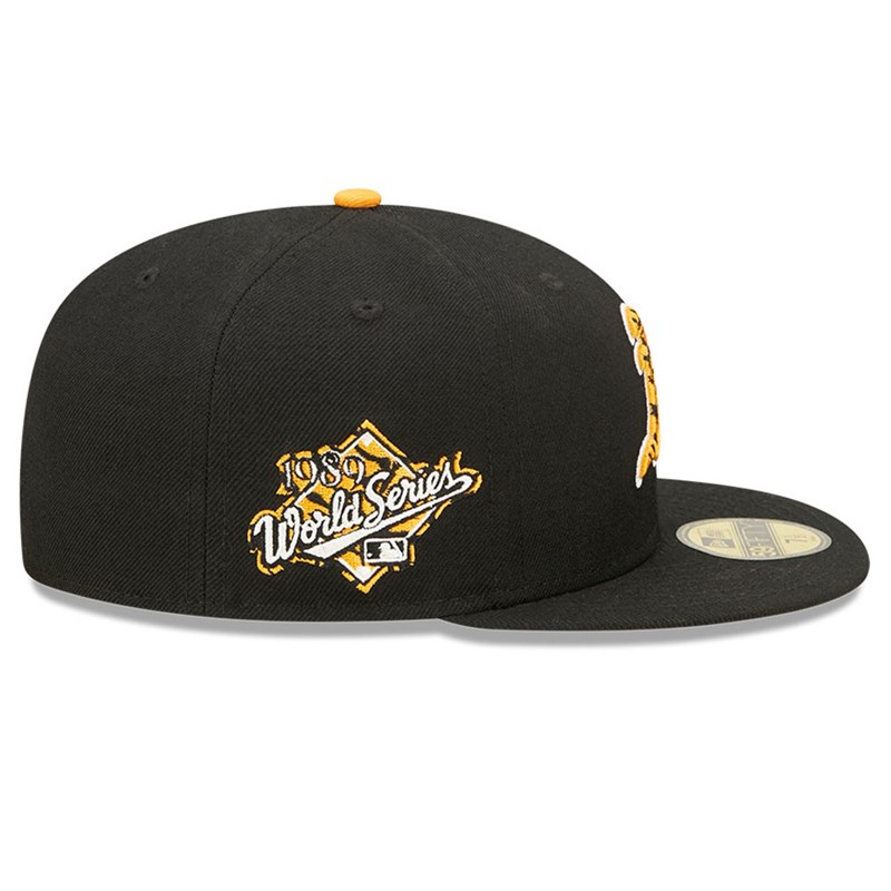 Black New Era Oakland Athletics Tiger Fill Fitted Cap 59fifty | BPEA64351