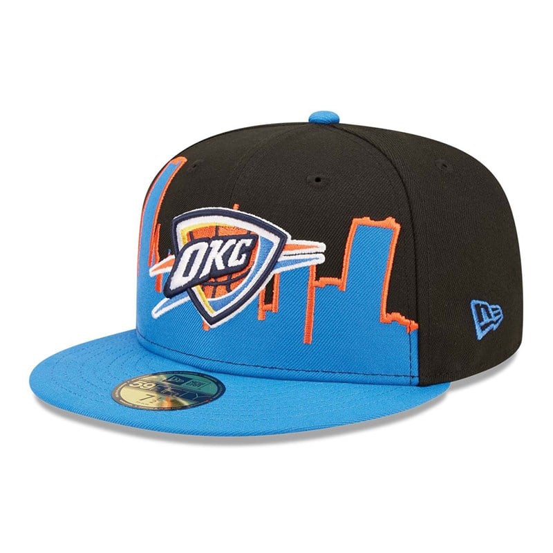 Black New Era Oklahoma City Thunder NBA 2022 Fitted Cap 59fifty | AZSH75836