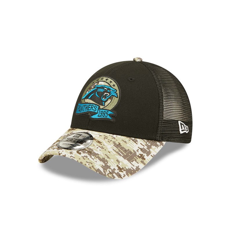 Black New Era Panthers NFL Salute To Service Cap Trucker | JTAS07836