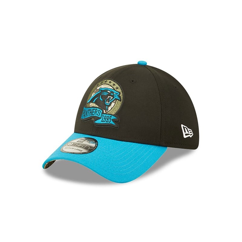 Black New Era Panthers NFL Salute To Service Stretch Fit Cap 39thirty | VZMQ91275