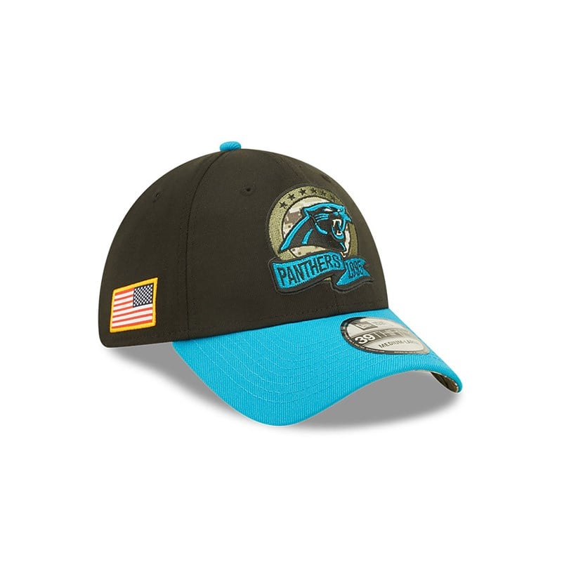 Black New Era Panthers NFL Salute To Service Stretch Fit Cap 39thirty | VZMQ91275