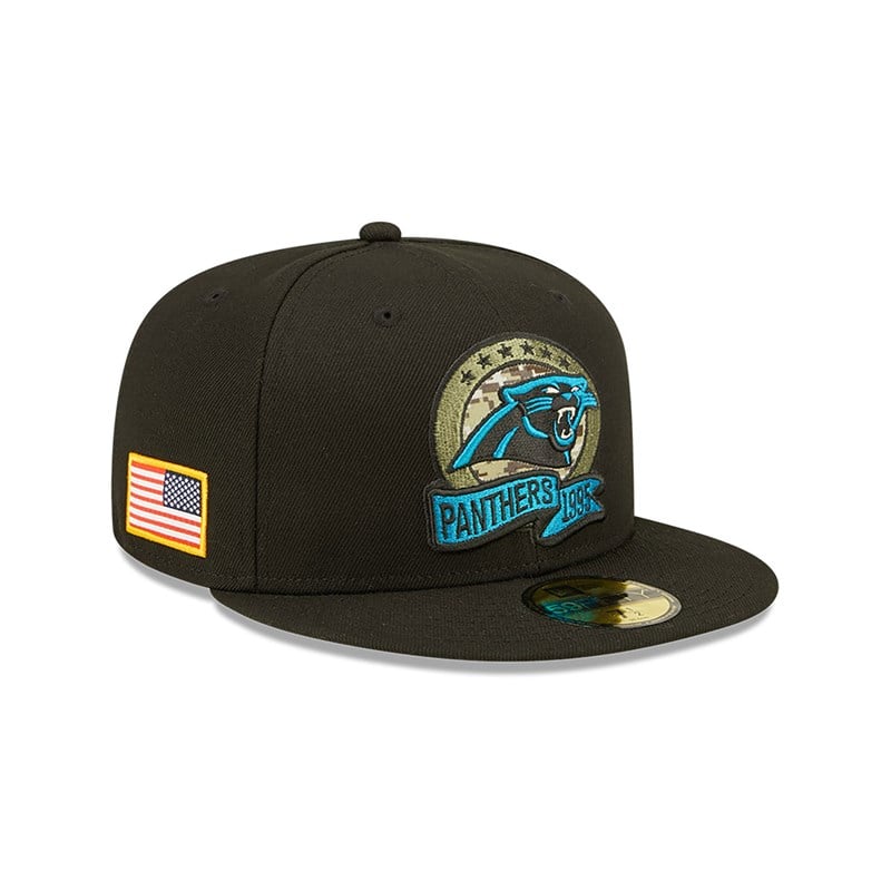 Black New Era Panthers NFL Salute To Service Fitted Cap 59fifty | XKWZ73569