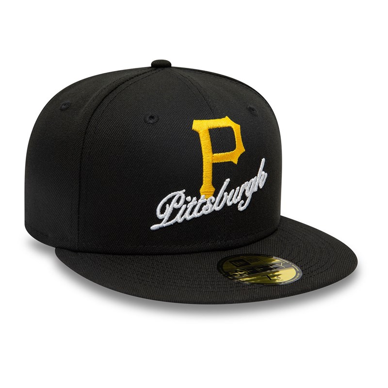 Black New Era Pittsburgh Pirates Dual Logo Fitted Cap 59fifty | WVQR79346