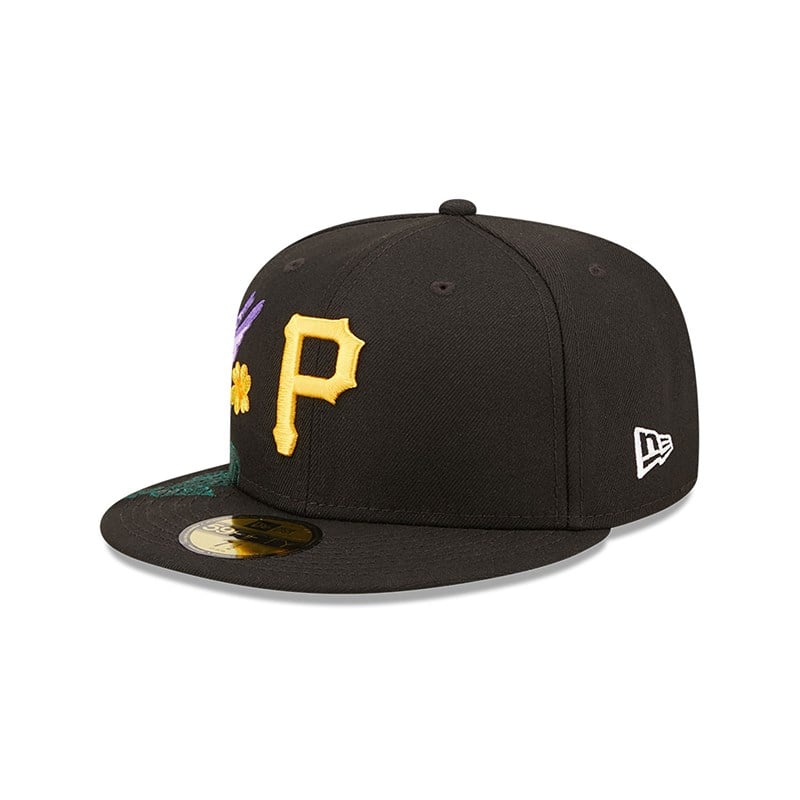 Black New Era Pittsburgh Pirates MLB Blooming Fitted Cap 59fifty | UYST93627