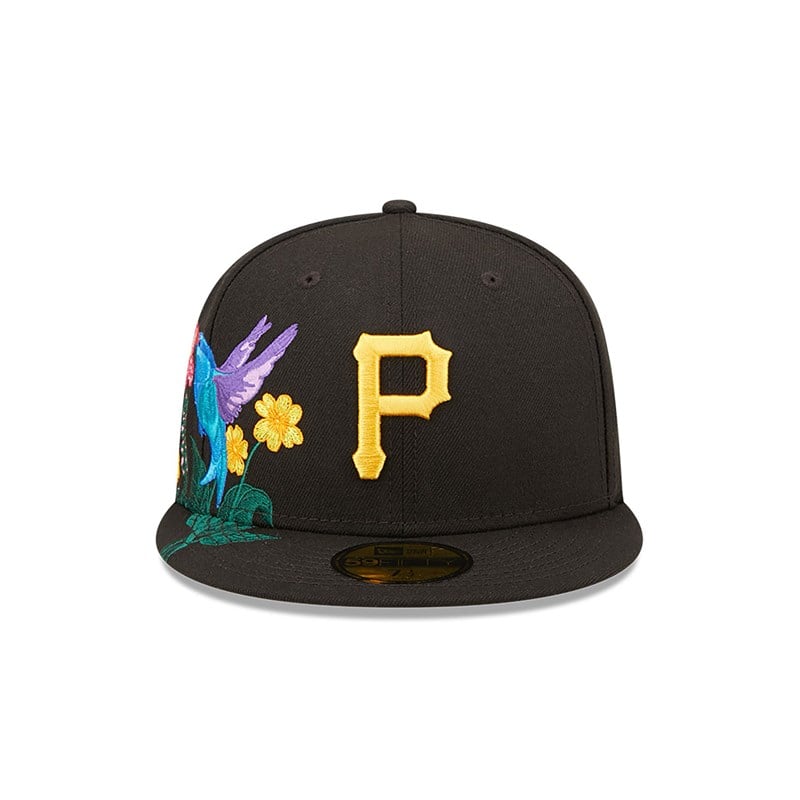 Black New Era Pittsburgh Pirates MLB Blooming Fitted Cap 59fifty | UYST93627