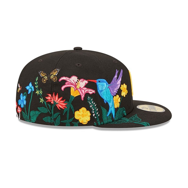 Black New Era Pittsburgh Pirates MLB Blooming Fitted Cap 59fifty | UYST93627