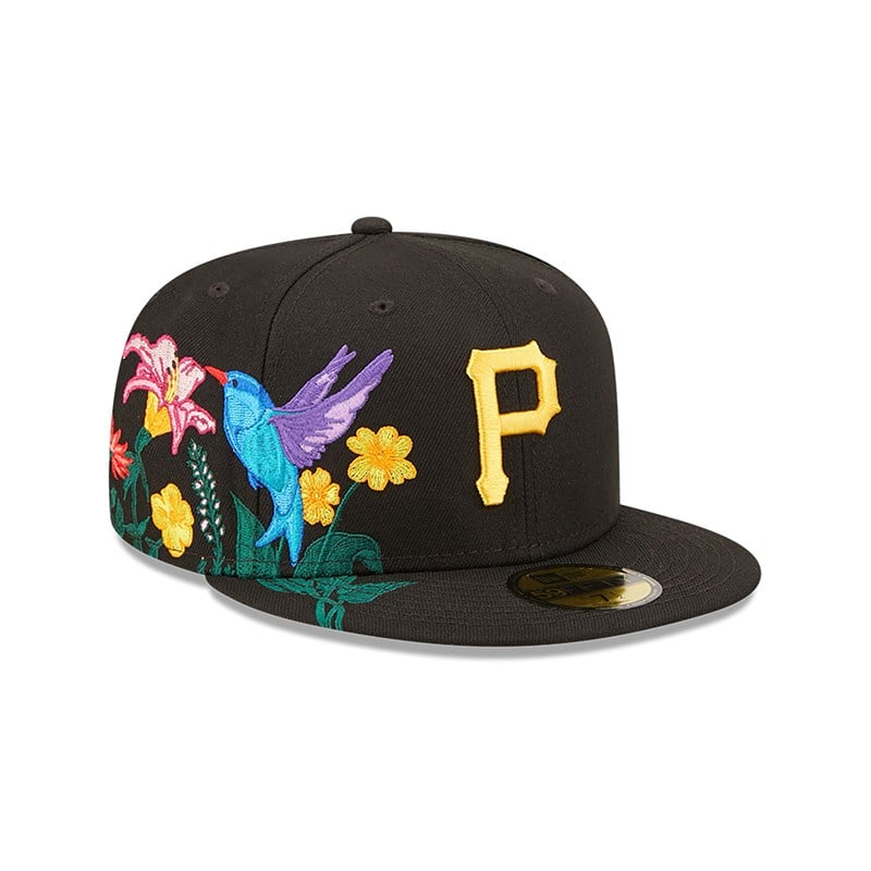 Black New Era Pittsburgh Pirates MLB Blooming Fitted Cap 59fifty | UYST93627