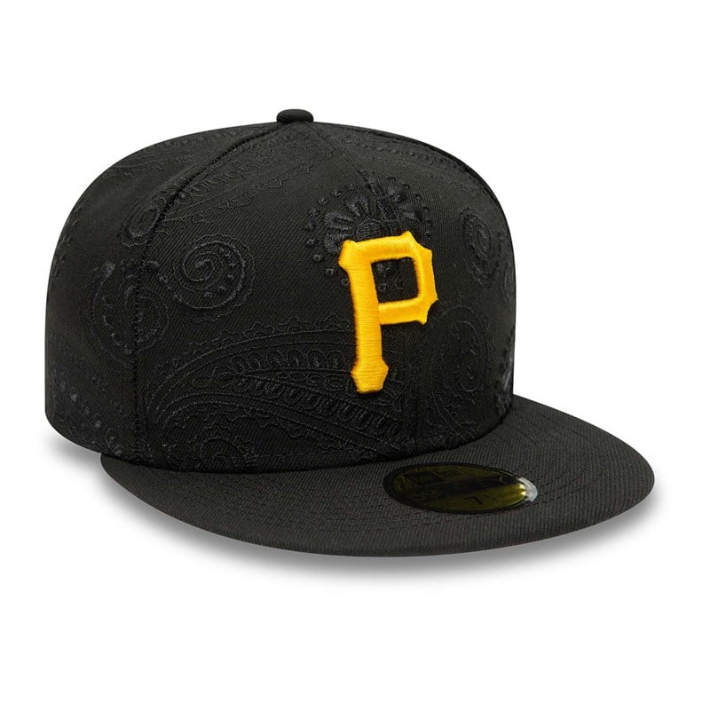 Black New Era Pittsburgh Pirates MLB Swirl Fitted Cap 59fifty | GILJ48097