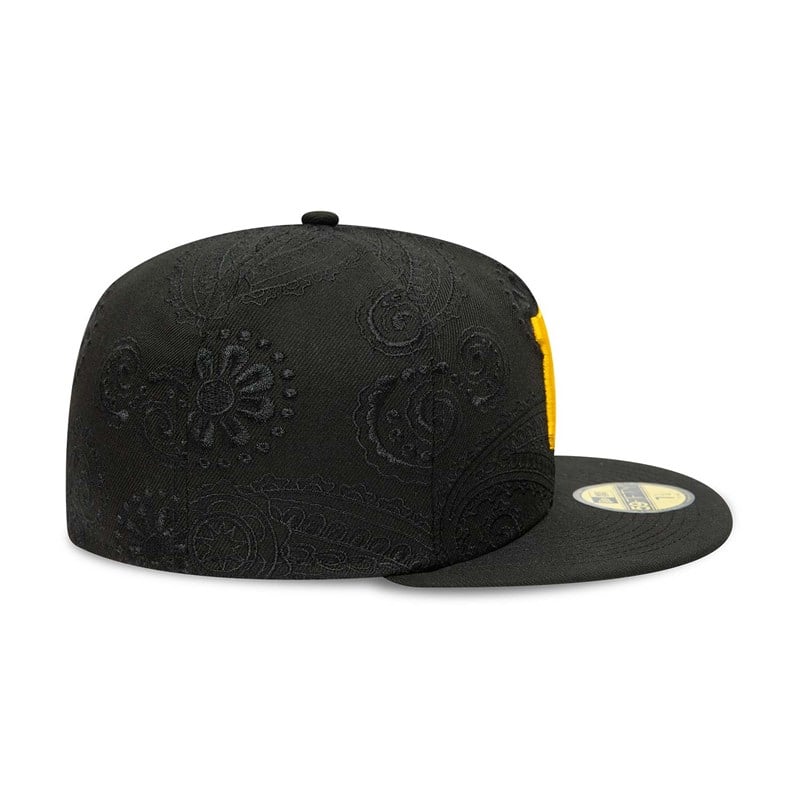 Black New Era Pittsburgh Pirates MLB Swirl Fitted Cap 59fifty | GILJ48097