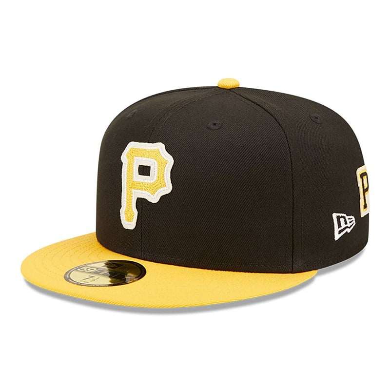 Black New Era Pittsburgh Pirates Ne Letterman Fitted Cap 59fifty | PSBK58612