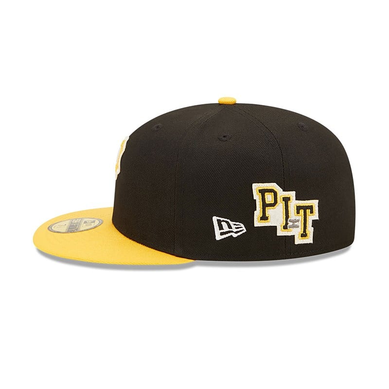 Black New Era Pittsburgh Pirates Ne Letterman Fitted Cap 59fifty | PSBK58612