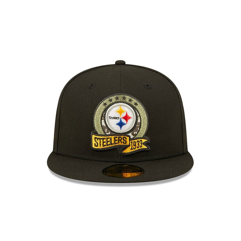 Black New Era Pittsburgh Steelers NFL Salute To Service Fitted Cap 59fifty | HJZR98347