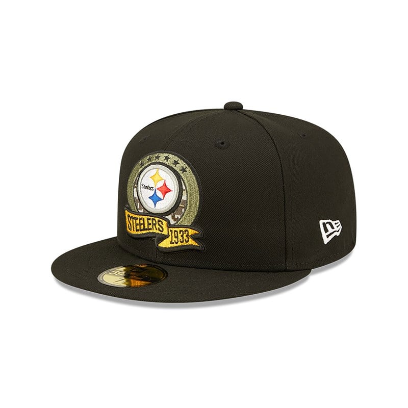 Black New Era Pittsburgh Steelers NFL Salute To Service Fitted Cap 59fifty | HJZR98347