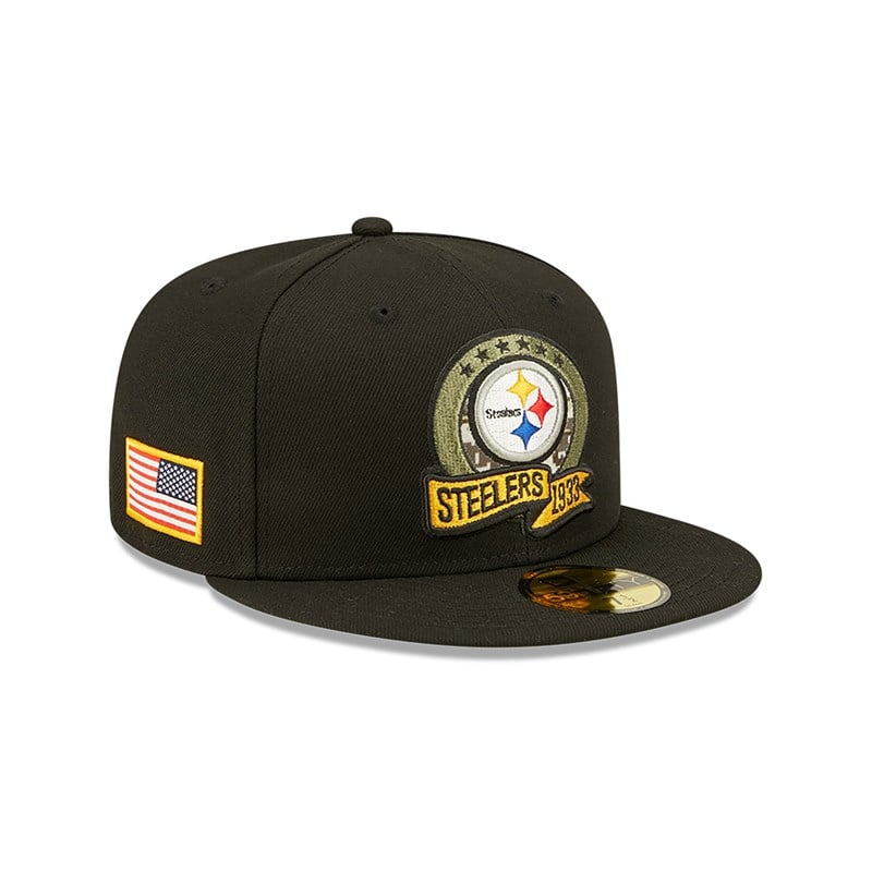 Black New Era Pittsburgh Steelers NFL Salute To Service Fitted Cap 59fifty | HJZR98347