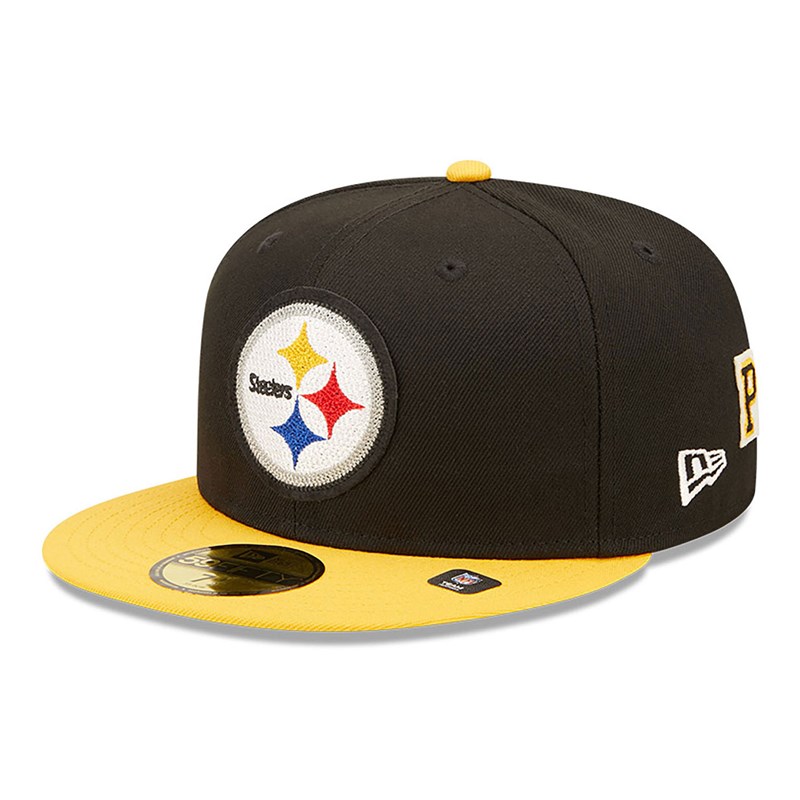 Black New Era Pittsburgh Steelers Ne Letterman Fitted Cap 59fifty | YSTW83917