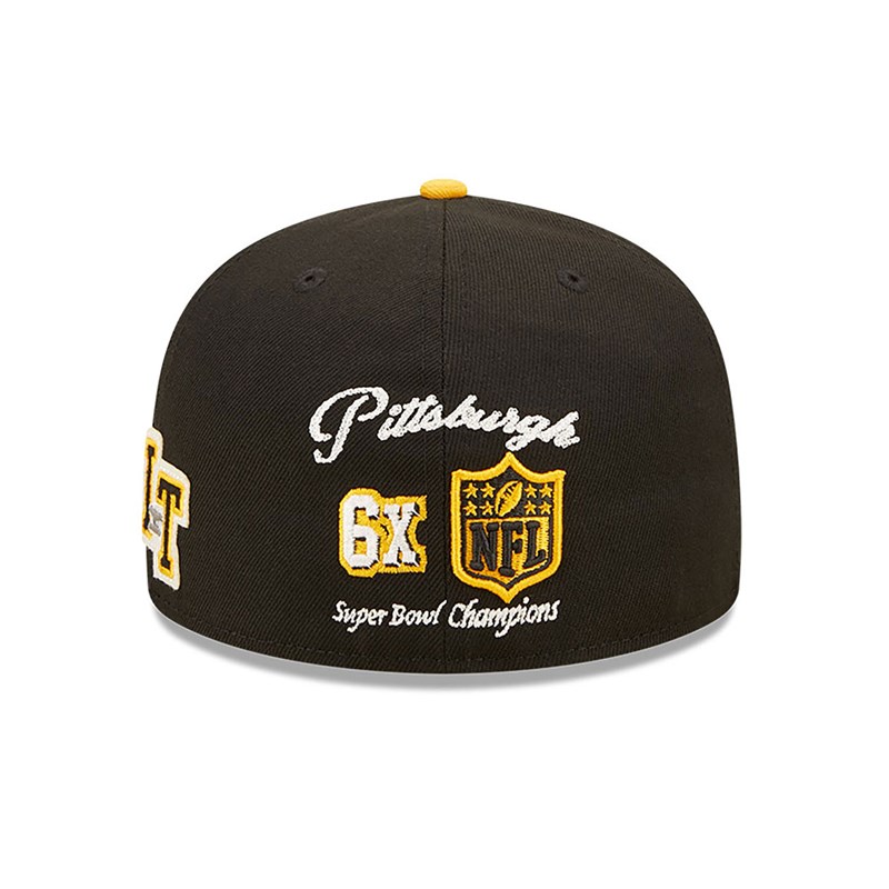 Black New Era Pittsburgh Steelers Ne Letterman Fitted Cap 59fifty | YSTW83917