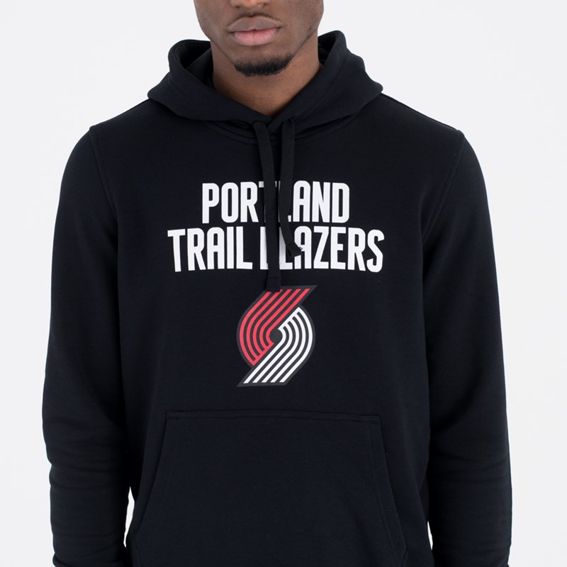 Black New Era Portland Trail Blazers Team Logo Hoodie | SGMA51748