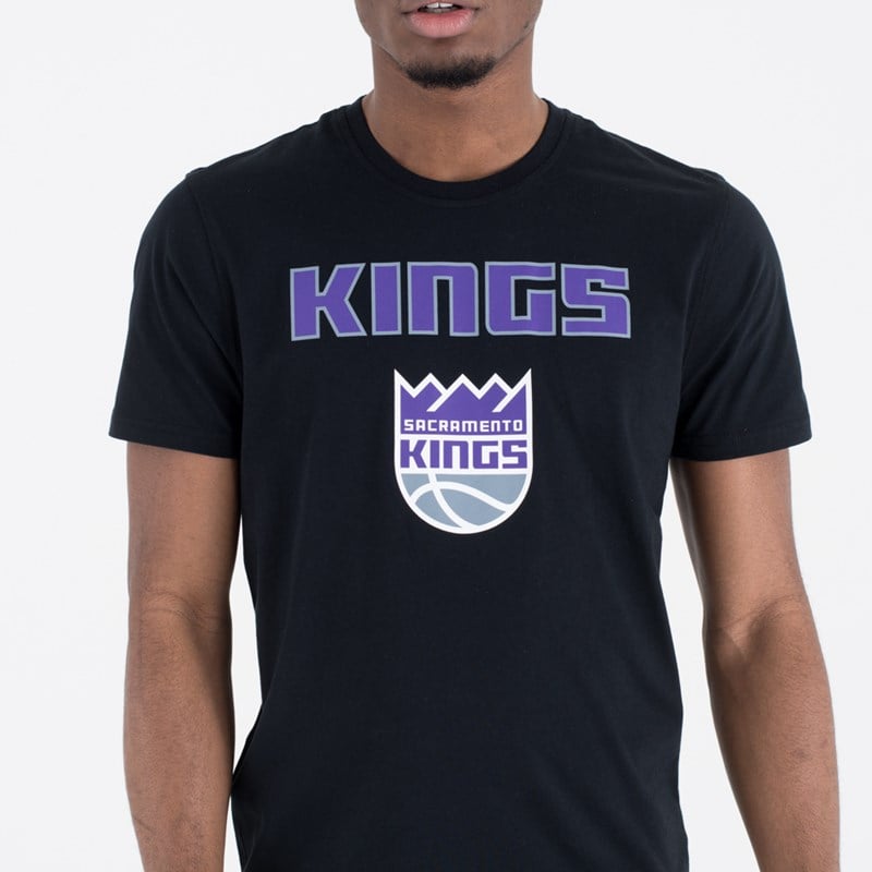 Black New Era Sacramento Kings NBA Team Logo T-Shirt | KYZV26178