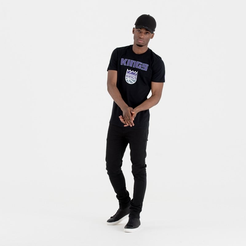 Black New Era Sacramento Kings NBA Team Logo T-Shirt | KYZV26178