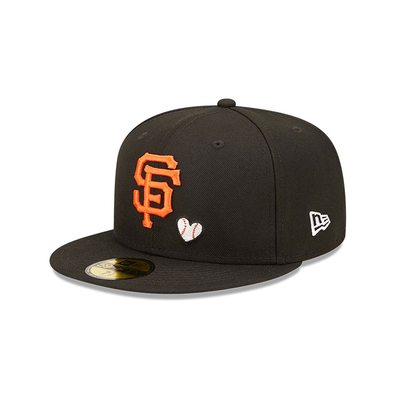 Black New Era San Francisco Giants MLB Team Heart Fitted Cap 59fifty | JGSF48613