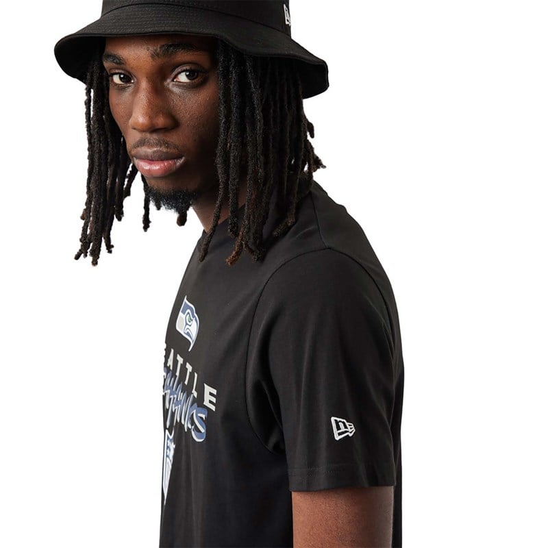 Black New Era Seattle Seahawks NFL Script T-Shirt | TICS81902