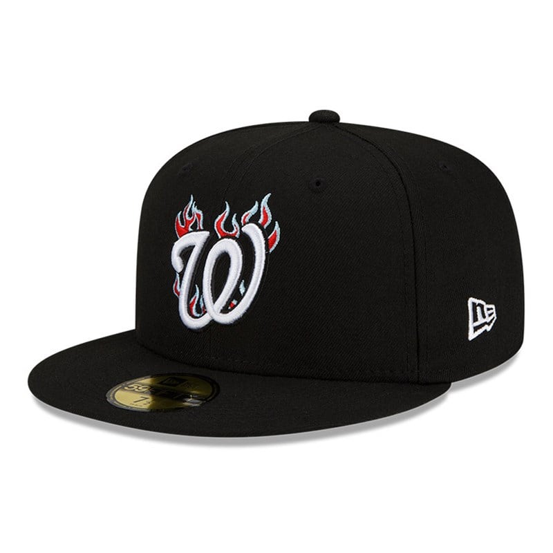 Black New Era Washington MLB Team Fire Fitted Cap 59fifty | BNVF80614