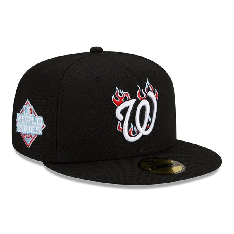 Black New Era Washington MLB Team Fire Fitted Cap 59fifty | BNVF80614